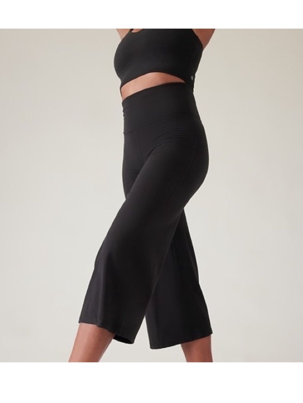 Athleta Black High Rise Elation Wide Leg Crop Pants Medium